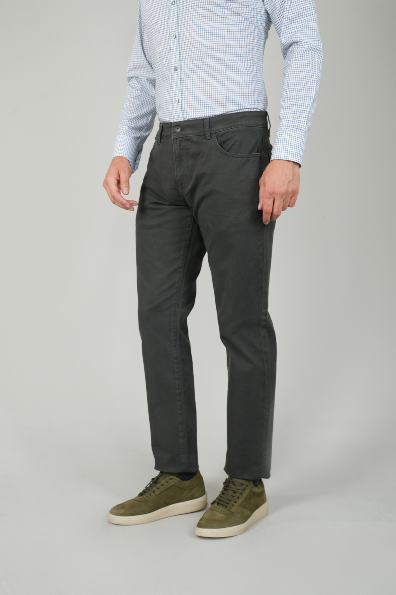 Yeşil Gabardin Pamuk 5 Cepli Spor Pantolon