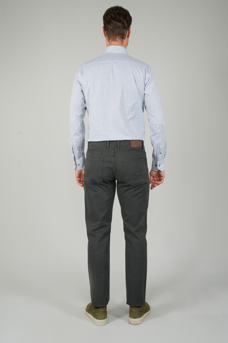 Yeşil Gabardin Pamuk 5 Cepli Spor Pantolon (1)