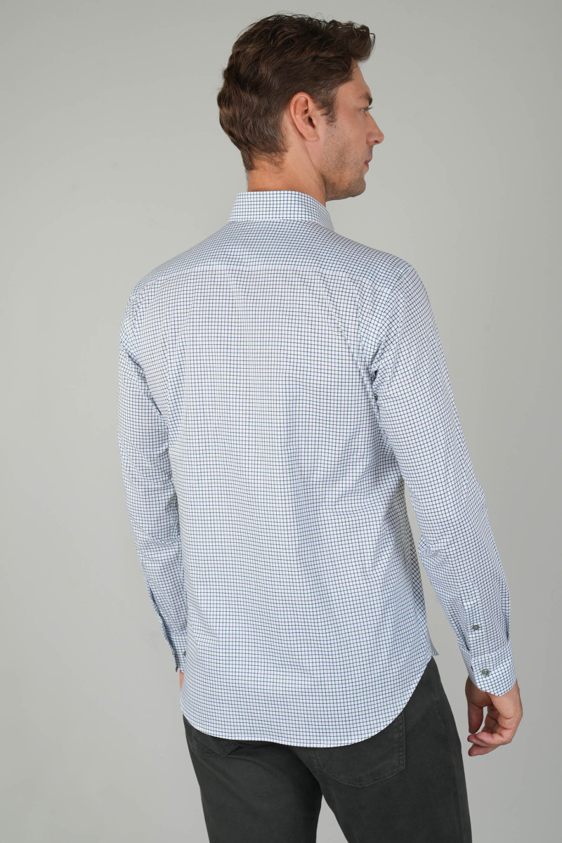 Yeşil Kareli Regular Fit Erkek Pamuk Gömlek (1)