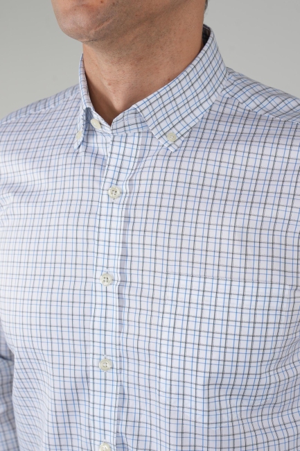 Yeşil Kareli Spor Uzun Kollu Erkek Gömlek (1)