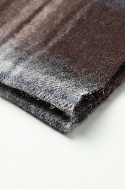 Yün Ekose Desenli Erkek Atkı Kahve - 3