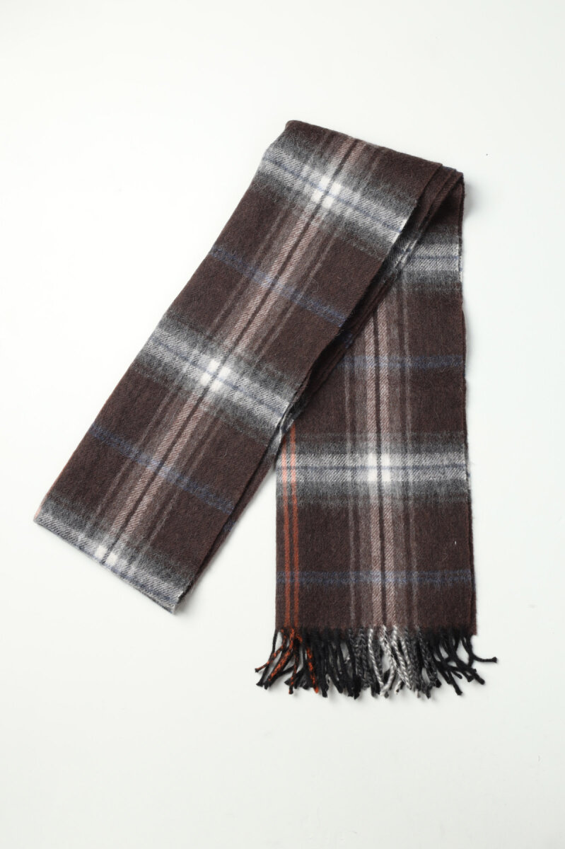 Yün Ekose Desenli Erkek Kaşkol Kahve (1)