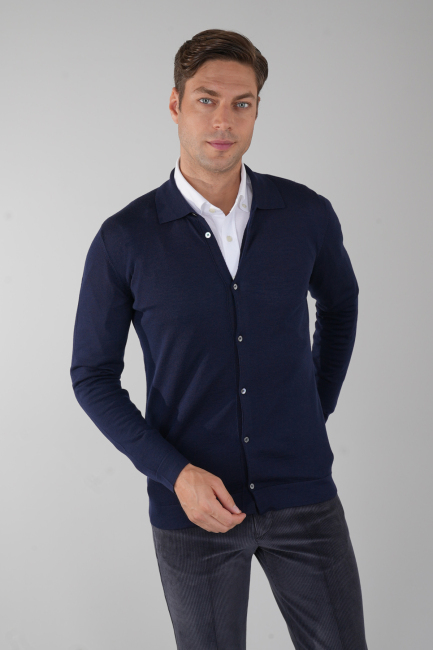 Yün Lacivert Erkek Triko Hırka