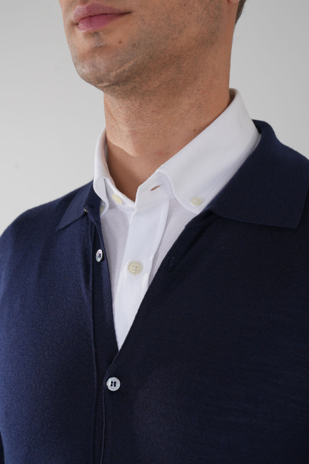 Yün Lacivert Erkek Triko Hırka - 3