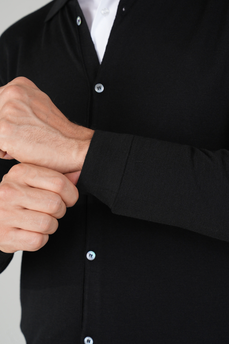 Yün Siyah Erkek Triko Hırka Yün - 4